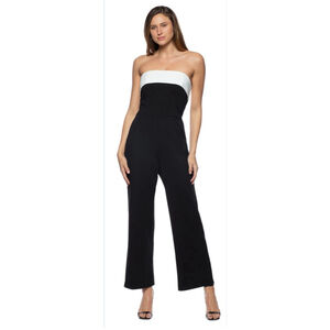 MARINA Nordstrom Strapless Black White Evening Jumpsuit Large NWT Formal